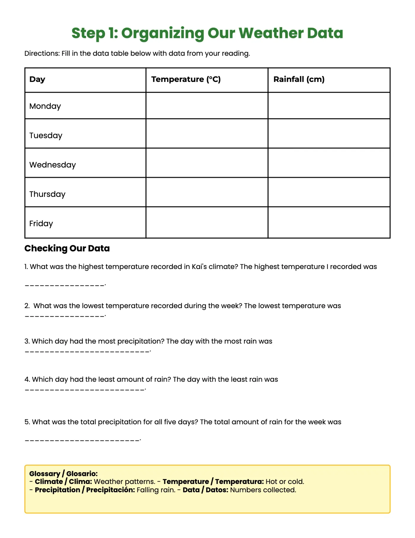 ELL seasonal weather worksheet — page 2